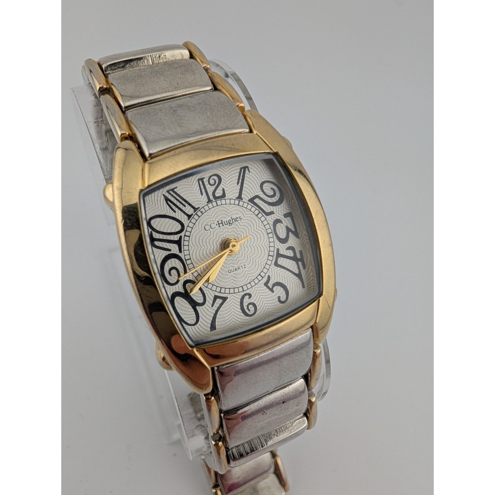 CC Hughes‎ Watch Women 26mm Case Silver And Gold 7.5" Band- New Battery